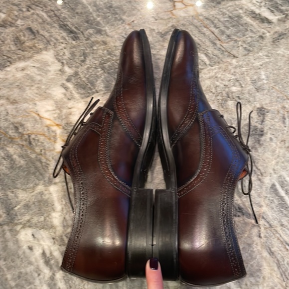NWT Santoni Brown Wingtip Dress Shoes with laces. Size 10 - Picture 8 of 12